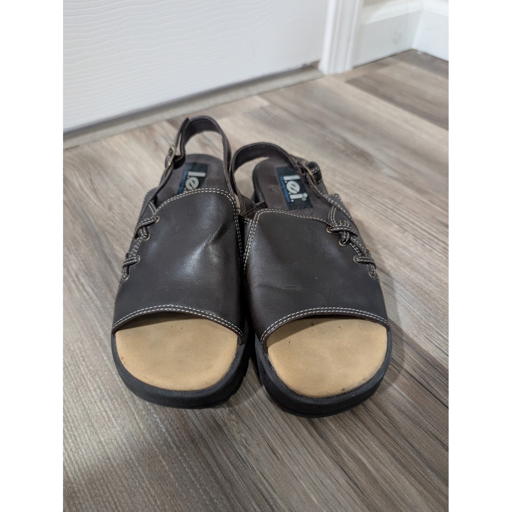 L.E.I. VTG, Women's Chunky Platform Sandals, Size 6, Y2K, Brown, Ankle Strap